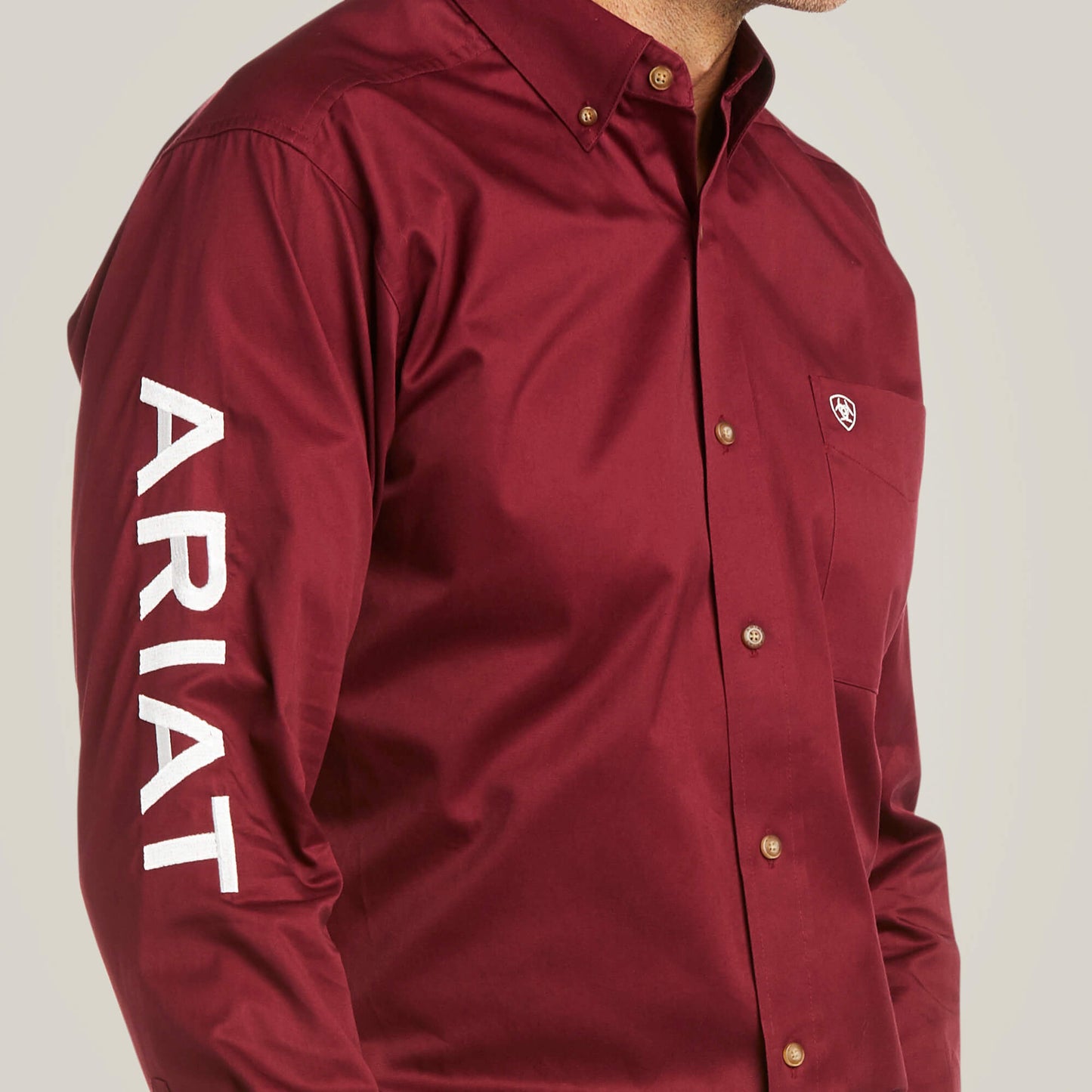 Ariat Team logo Twill Fitted Shirt Burgundy
