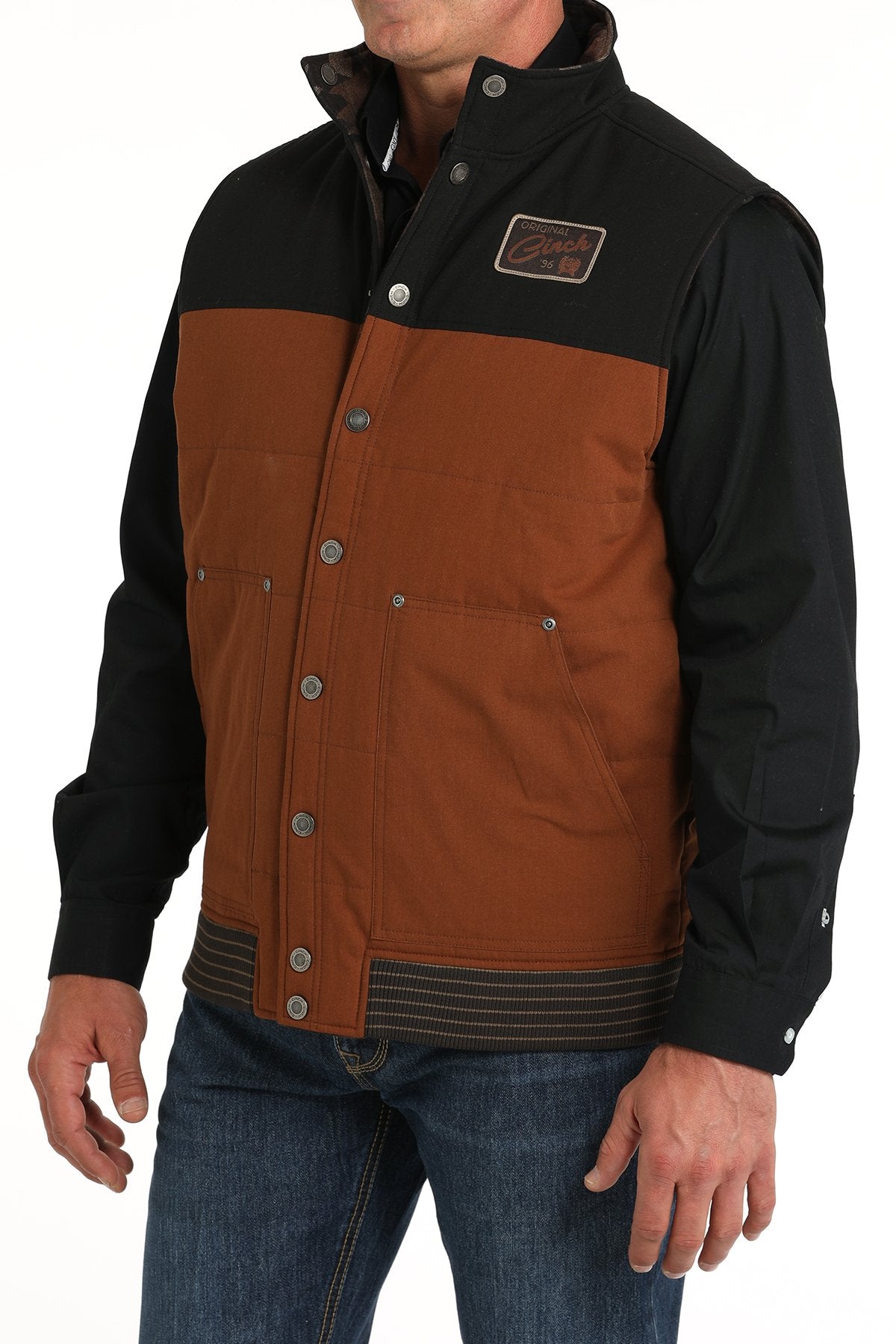 Cinch Men's Reversible Quilted Vest - Brown/Black