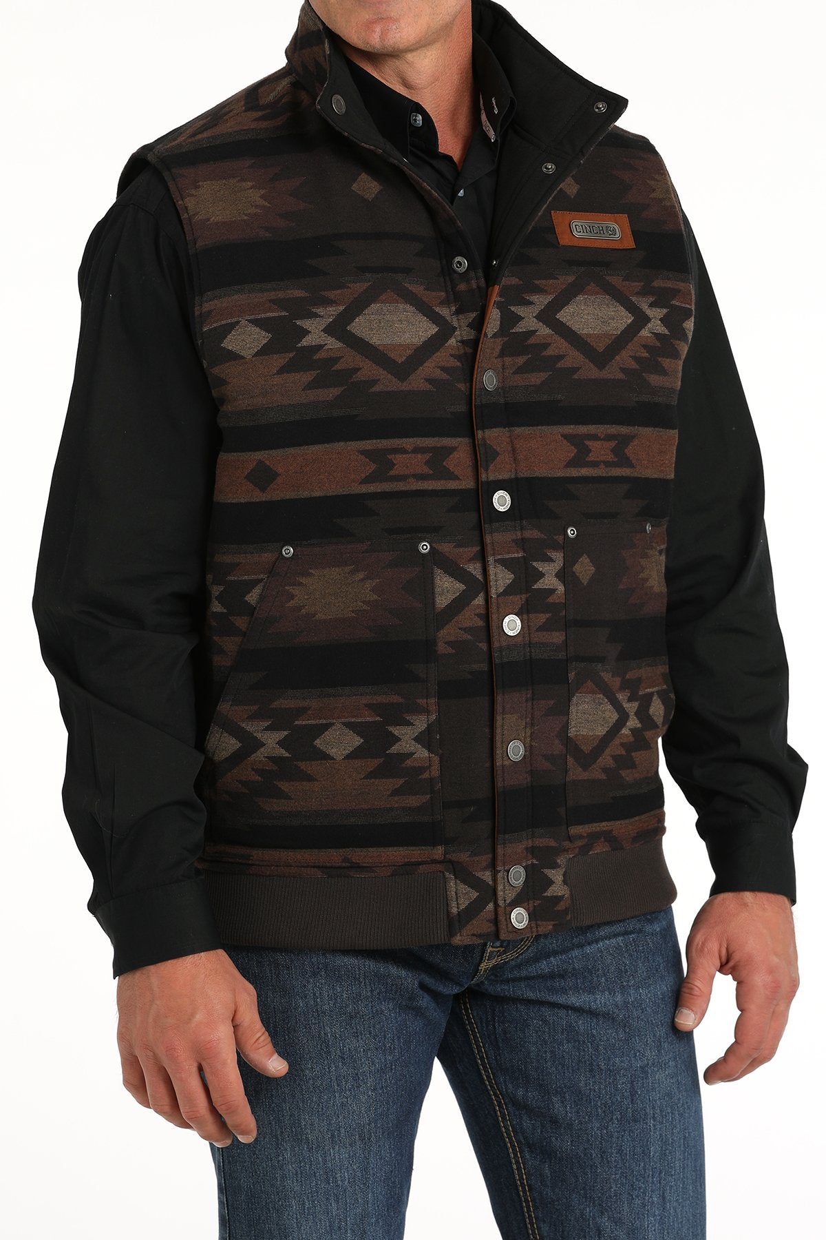 Cinch Men's Reversible Quilted Vest - Brown/Black