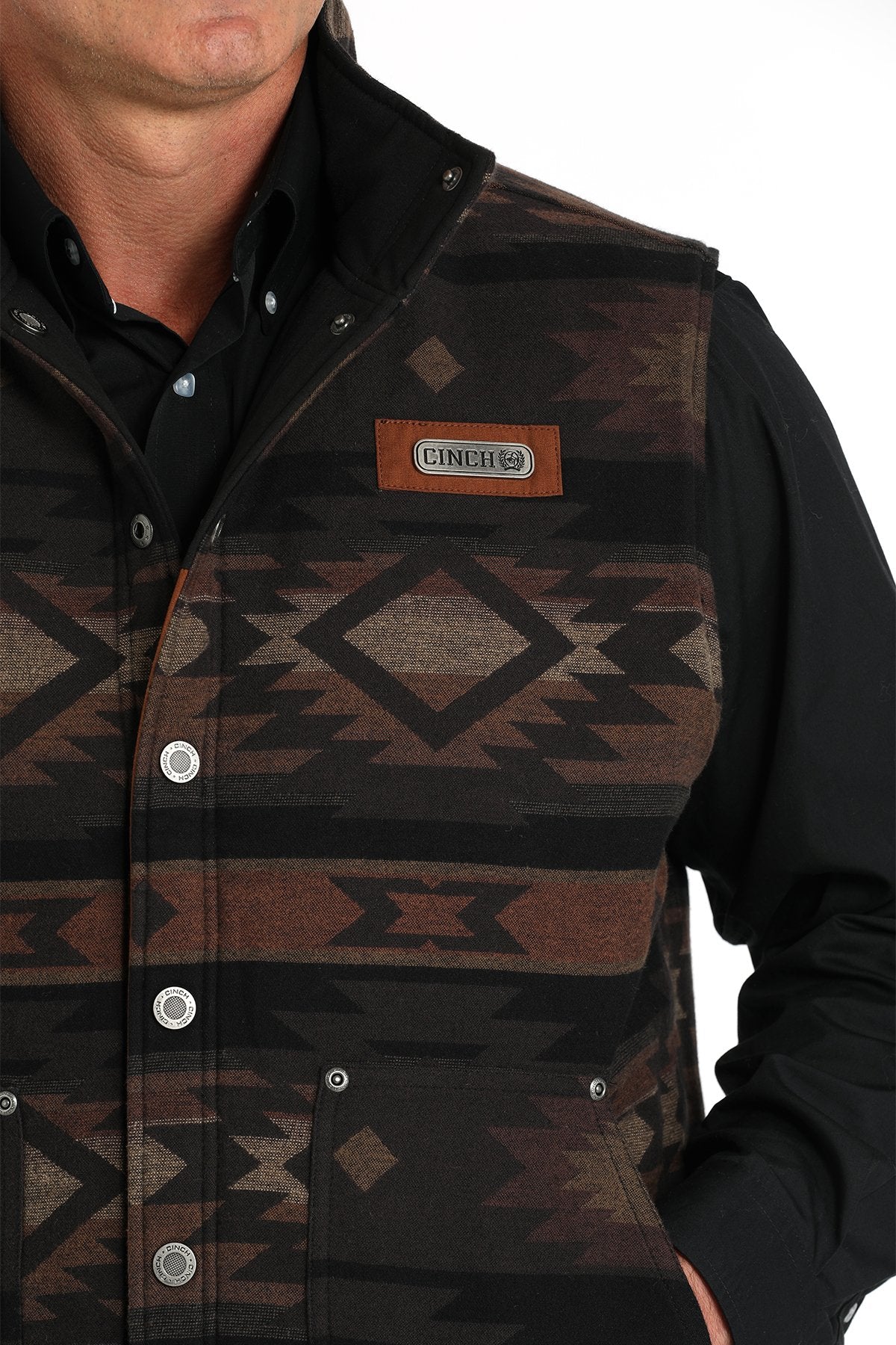 Cinch Men's Reversible Quilted Vest - Brown/Black