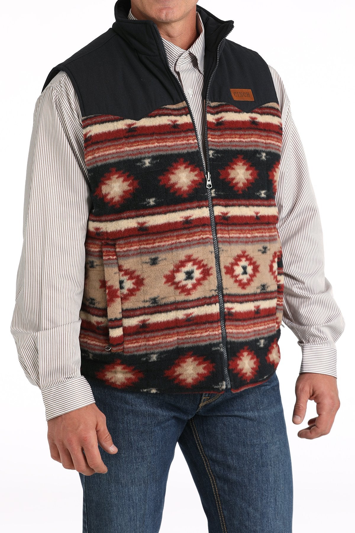 Cinch Men's Reversible Quilted Vest - Khaki/Navy