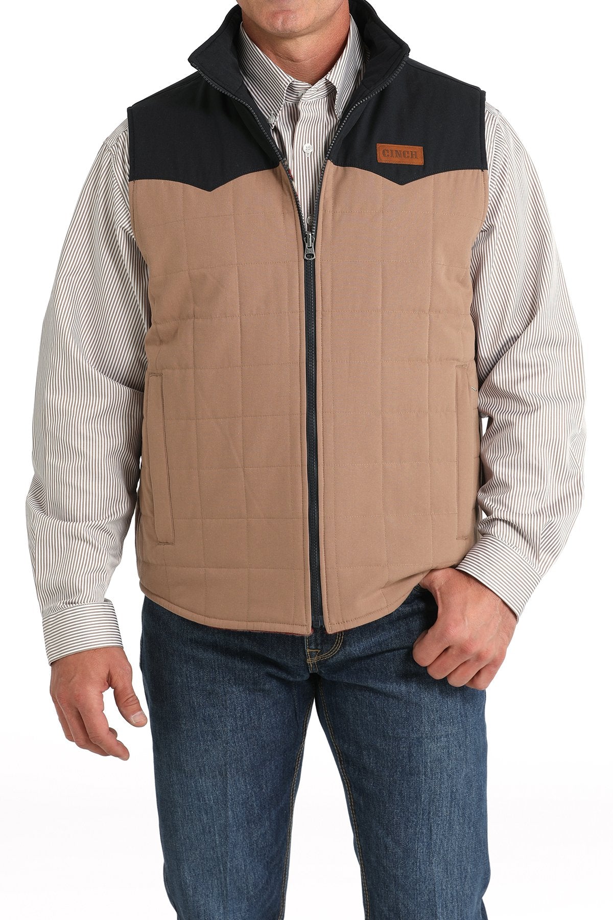 Cinch Men's Reversible Quilted Vest - Khaki/Navy