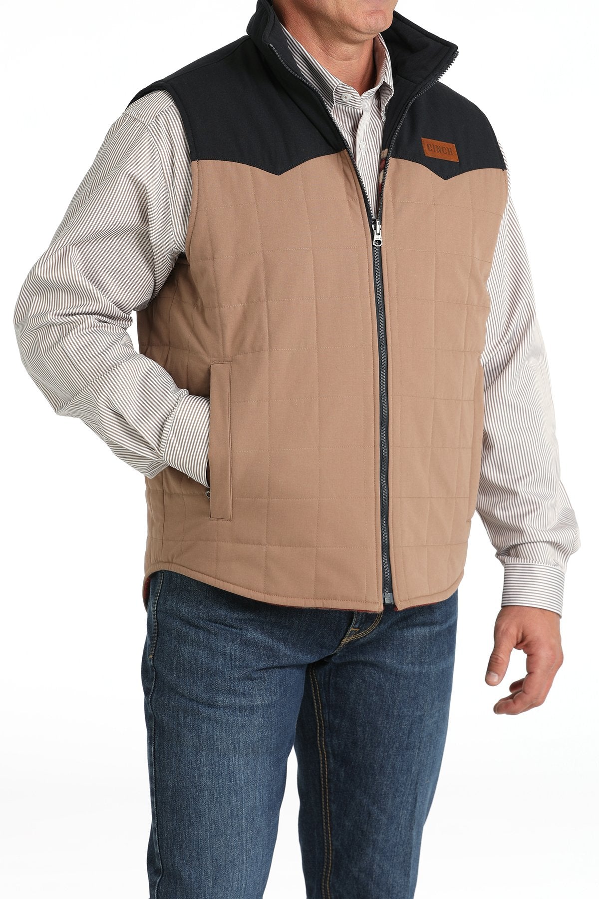 Cinch Men's Reversible Quilted Vest - Khaki/Navy