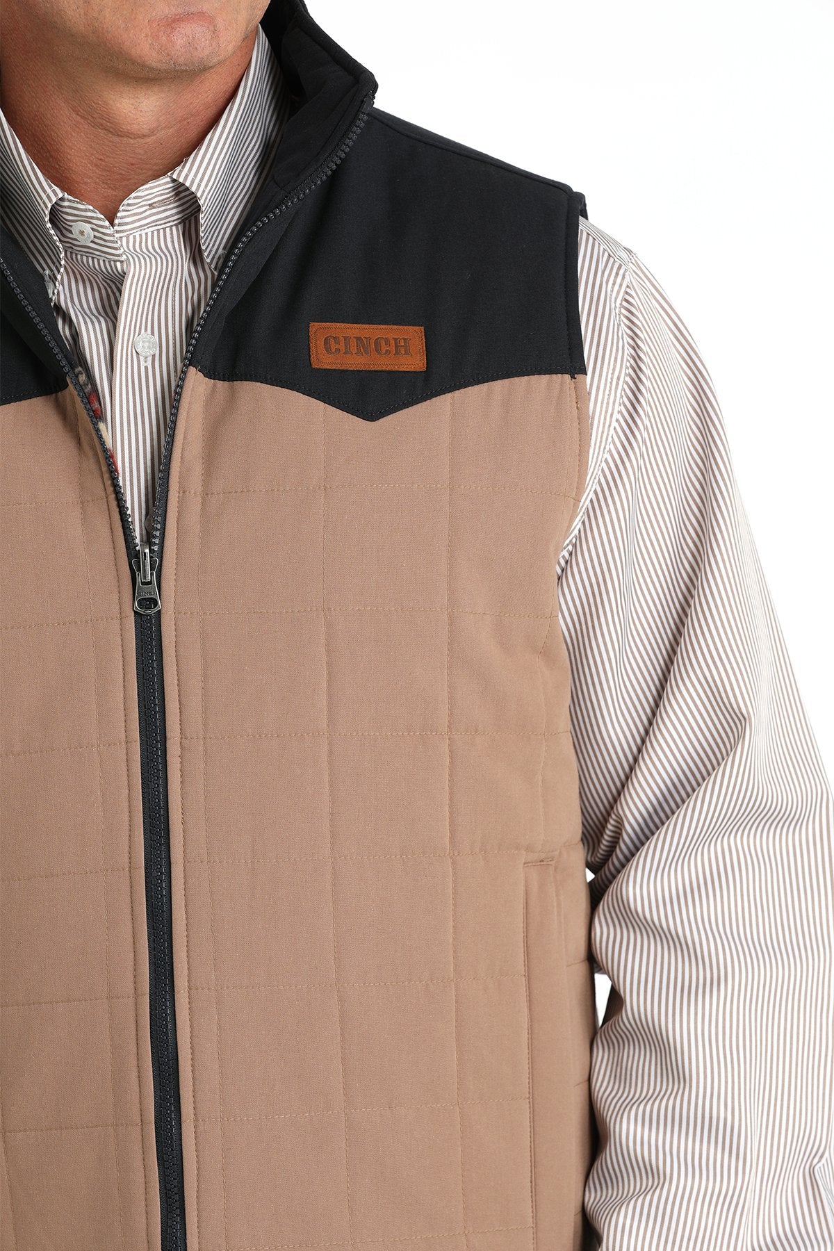 Cinch Men's Reversible Quilted Vest - Khaki/Navy