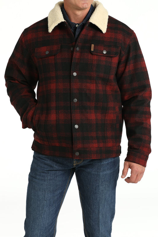 Cinch Men's Sherpa Lined Trucker Jacket - Red/Black