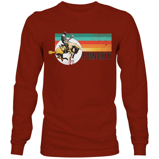 Hooey "Punchy" Long Sleeve T-shirt Crimson w/Serape & Black Logo