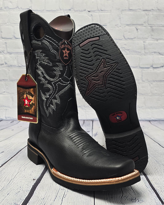 Los Altos Boots Rodeo Toe Black Boots